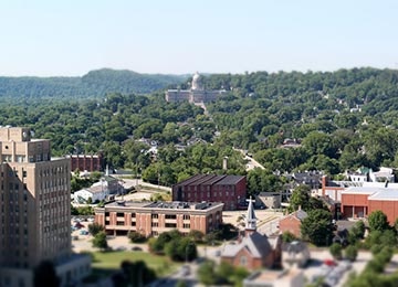 high view of downtown Frankfort Kentucky
